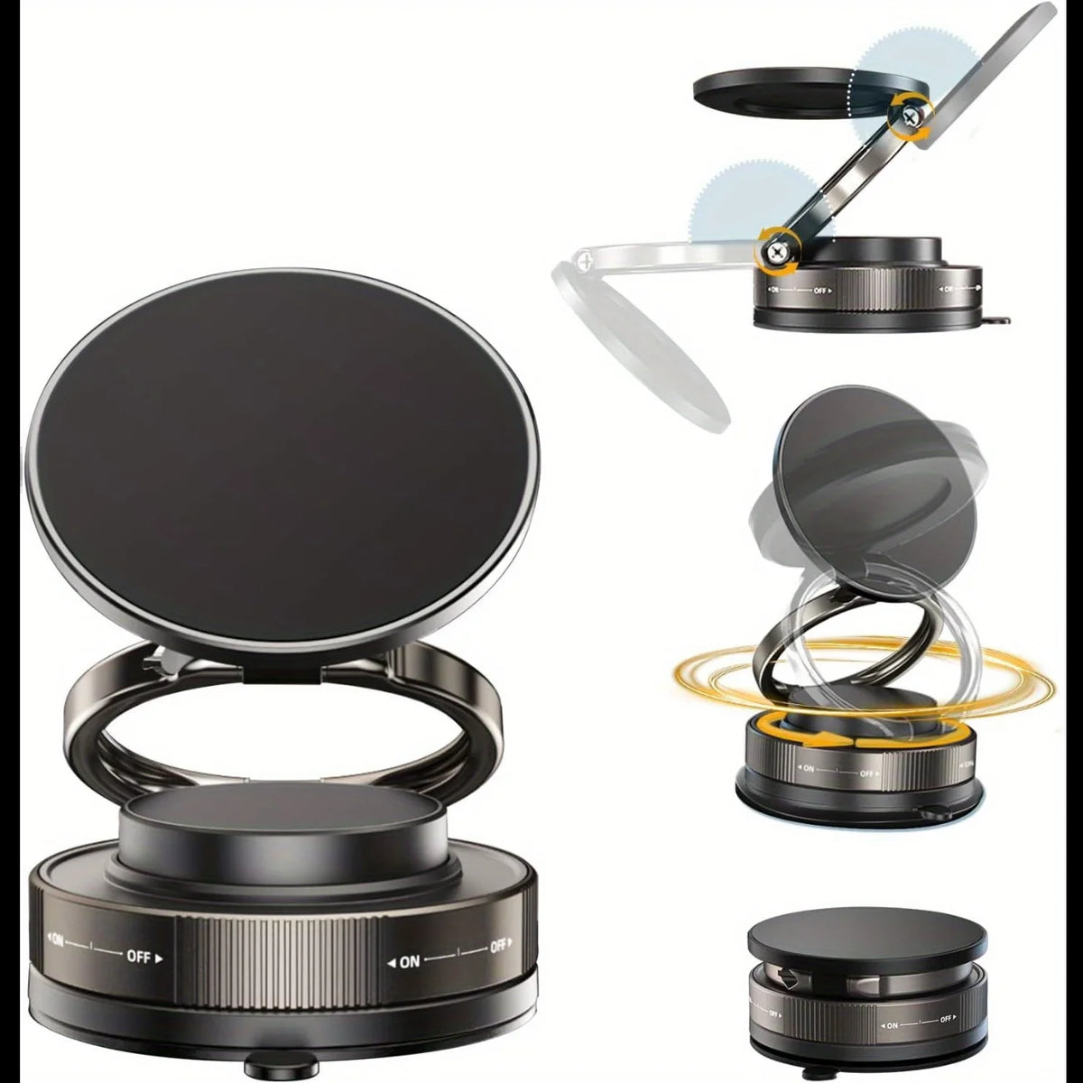 Suction Cup Phone Mount Magnetic Phone Holder for Car 360°Adjustable Vacuum Suction Phone Mount for Gym/Mirror/Smooth Surface