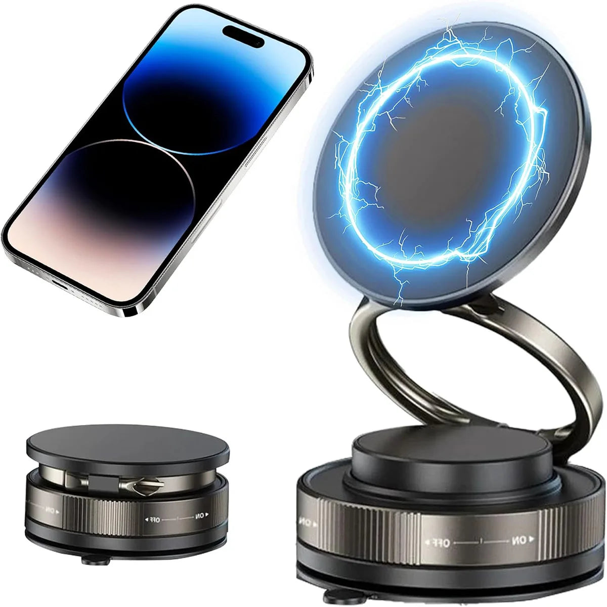 Suction Cup Phone Mount Magnetic Phone Holder for Car 360°Adjustable Vacuum Suction Phone Mount for Gym/Mirror/Smooth Surface