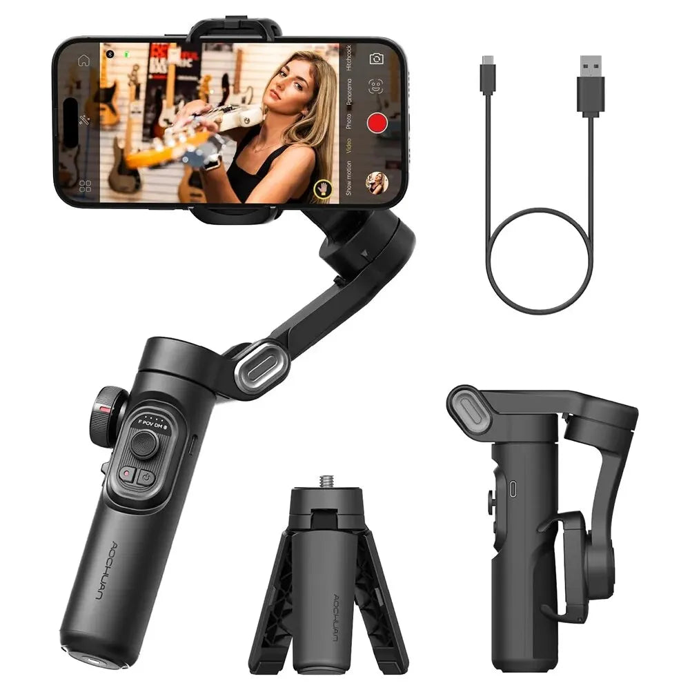 3-Achsen Smartphone Gimbal Stabilisator Mit Ai-Tracking Und Gesichtserkennung – Alvion